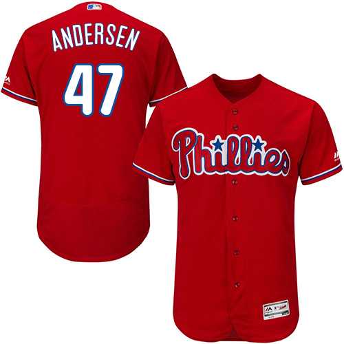 Men's Philadelphia Phillies #47 Larry Andersen Red Flexbase Authentic Collection Stitched MLB