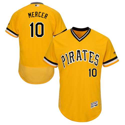 Men's Pittsburgh Pirates #10 Jordy Mercer Gold Flexbase Authentic Collection Stitched MLB Jersey