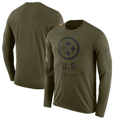 Men's Pittsburgh Steelers Nike Olive Salute to Service Sideline Legend Performance Long Sleeve T-Shirt