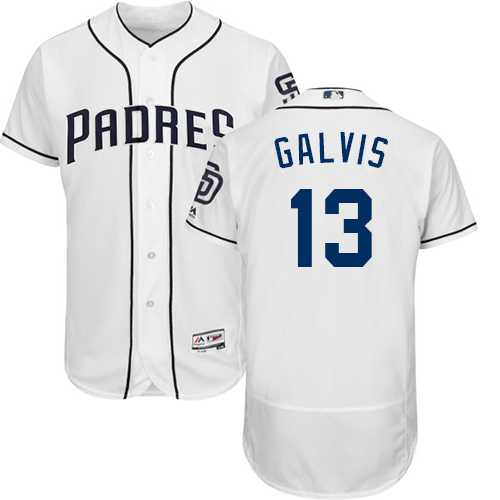 Men's San Diego Padres #13 Freddy Galvis White Flexbase Authentic Collection Stitched MLB Jersey