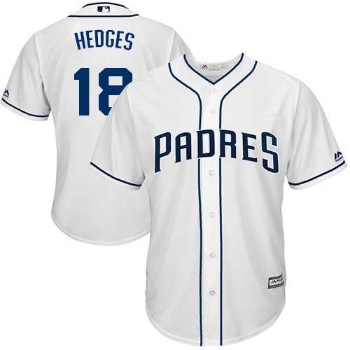 Men's San Diego Padres #18 Austin Hedges White New Cool Base Stitched MLB Jersey