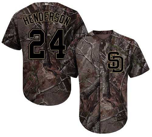 Men's San Diego Padres #24 Rickey Henderson Camo Realtree Collection Cool Base Stitched MLB