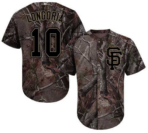 Men's San Francisco Giants #10 Evan Longoria Camo Realtree Collection Cool Base Stitched MLB