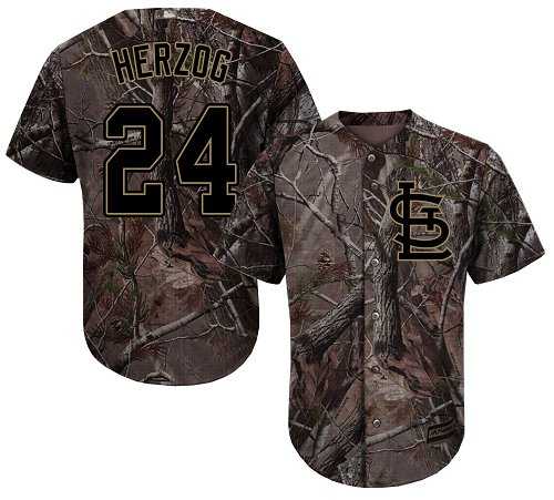 Men's St. Louis Cardinals #24 Whitey Herzog Camo Realtree Collection Cool Base Stitched MLB