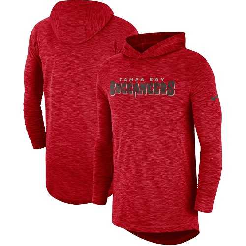Men's Tampa Bay Buccaneers Nike Red Sideline Slub Performance Hooded Long Sleeve T-shirt