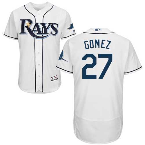 Men's Tampa Bay Rays #27 Carlos Gomez White Flexbase Authentic Collection Stitched MLB
