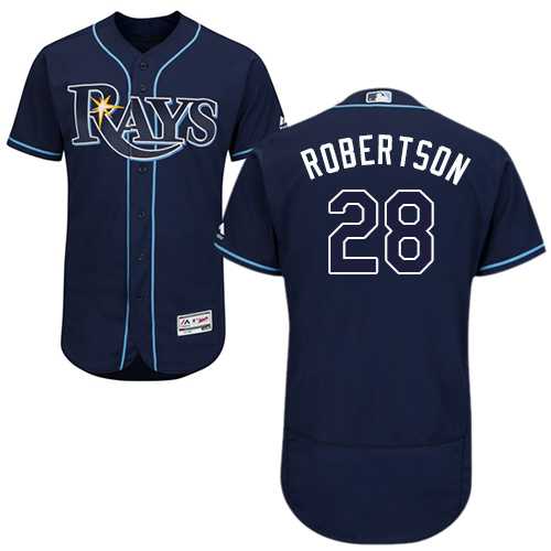 Men's Tampa Bay Rays #28 Daniel Robertson Dark Blue Flexbase Authentic Collection Stitched MLB