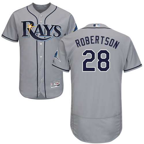 Men's Tampa Bay Rays #28 Daniel Robertson Grey Flexbase Authentic Collection Stitched MLB