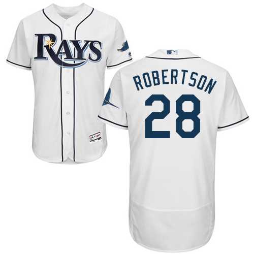 Men's Tampa Bay Rays #28 Daniel Robertson White Flexbase Authentic Collection Stitched MLB