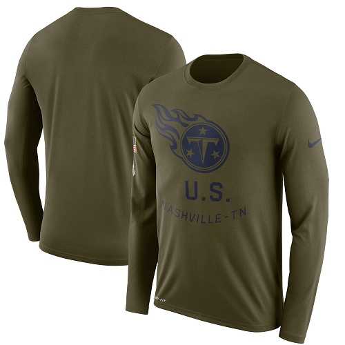 Men's Tennessee Titans Nike Olive Salute to Service Sideline Legend Performance Long Sleeve T-Shirt