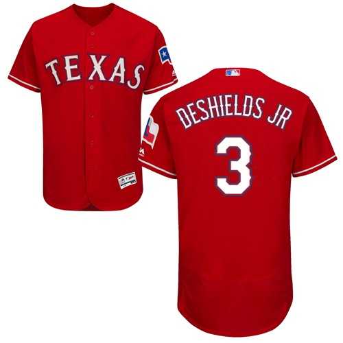 Men's Texas Rangers #3 Delino DeShields Jr. Red Flexbase Authentic Collection Stitched MLB