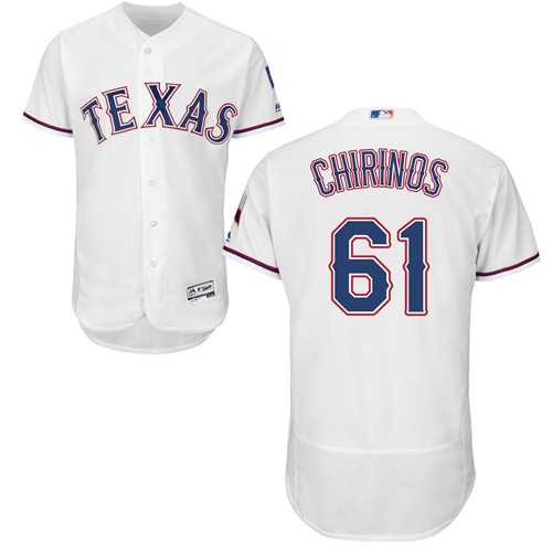 Men's Texas Rangers #61 Robinson Chirinos White Flexbase Authentic Collection Stitched MLB