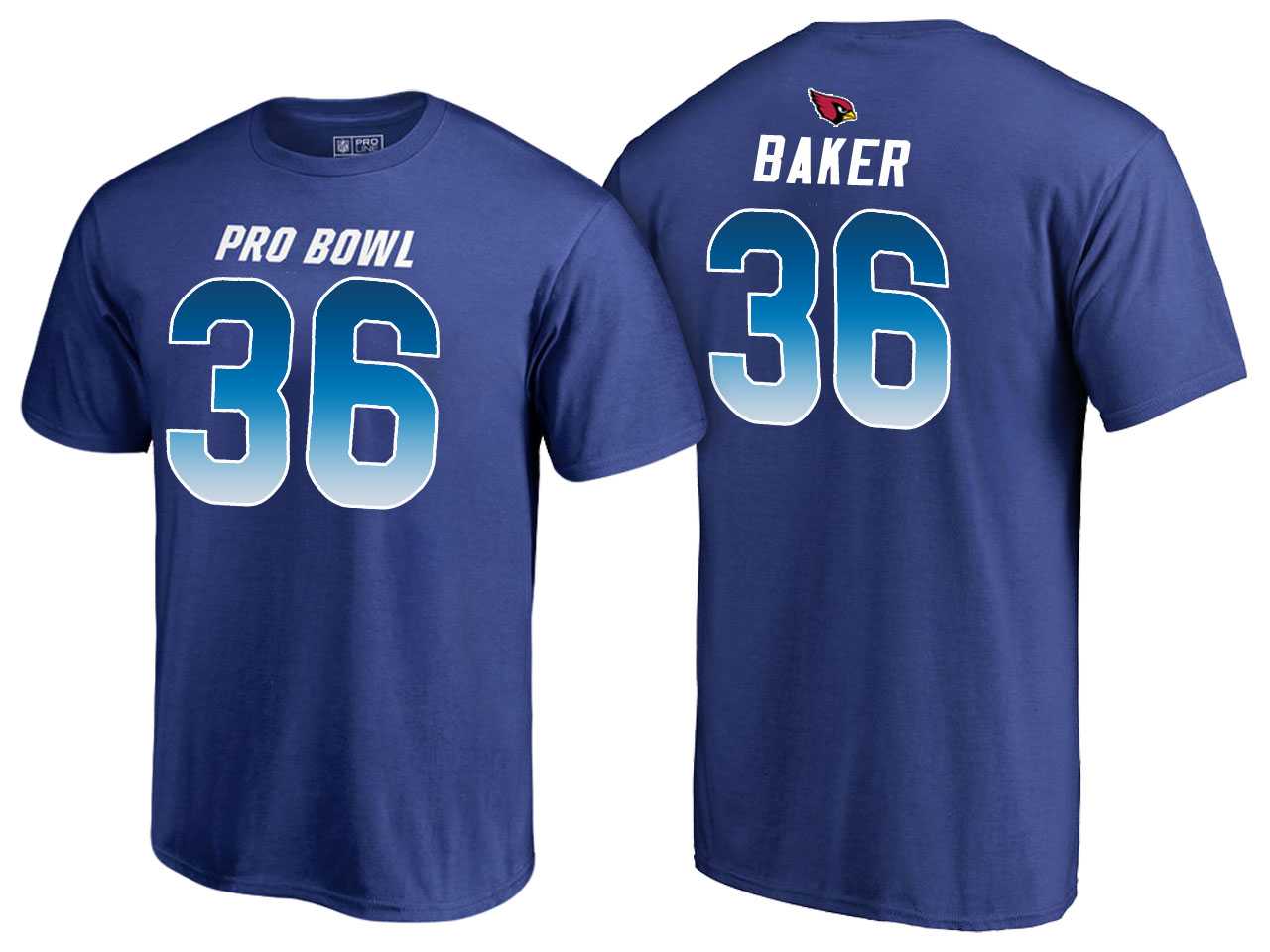 Men Budda Baker Arizona Cardinals NFC Royal 2018 Pro Bowl Name & Number T-Shirt