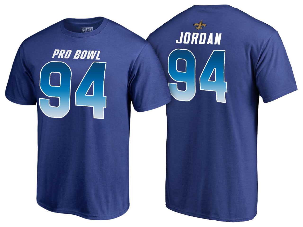 Men Cameron Jordan New Orleans Saints NFC Royal 2018 Pro Bowl Name & Number T-Shirt
