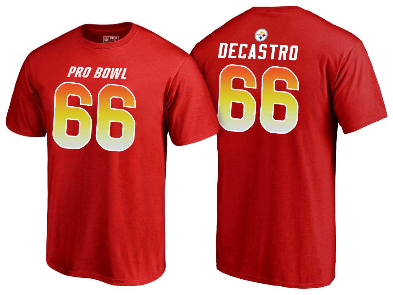 Men David DeCastro Pittsburgh Steelers AFC Red 2018 Pro Bowl Name & Number T-Shirt