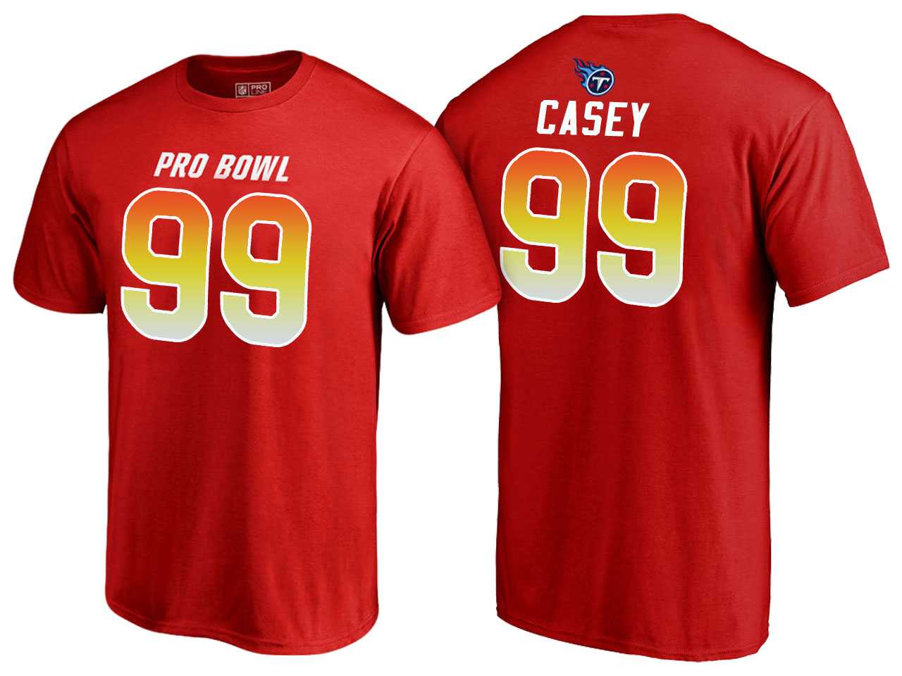 Men Jurrell Casey Tennessee Titans AFC Red 2018 Pro Bowl Name & Number T-Shirt