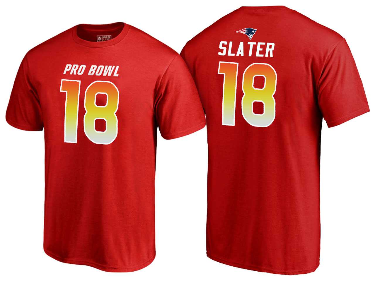 Men Matthew Slater New England Patriots AFC Red 2018 Pro Bowl Name & Number T-Shirt