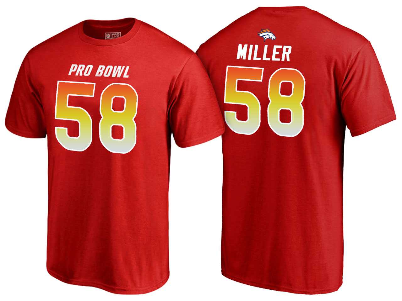 Men Von Miller Denver Broncos AFC Red 2018 Pro Bowl Name & Number T-Shirt