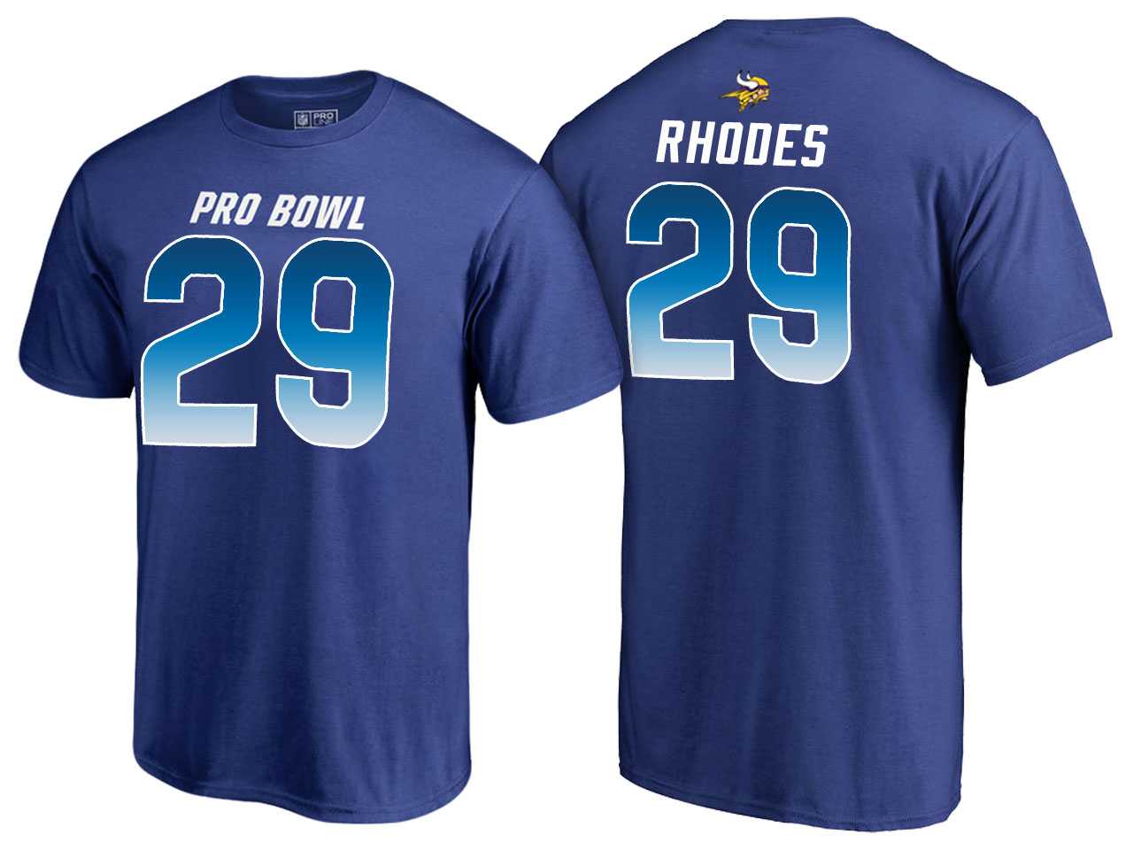 Men Xavier Rhodes Minnesota Vikings NFC Royal 2018 Pro Bowl Name & Number T-Shirt