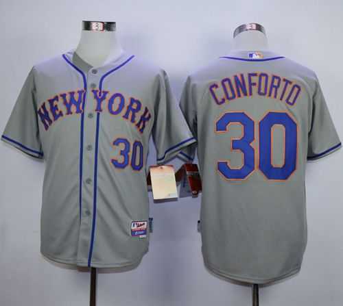 Mets #30 Michael Conforto Grey Road Cool Base Stitched Baseball Jersey