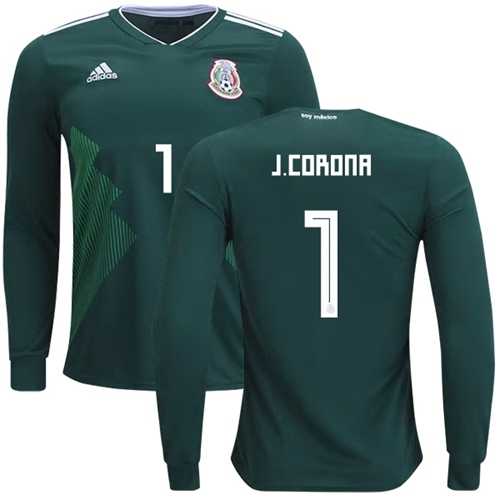 Mexico #1 J.Corona Home Long Sleeves Soccer Country Jersey