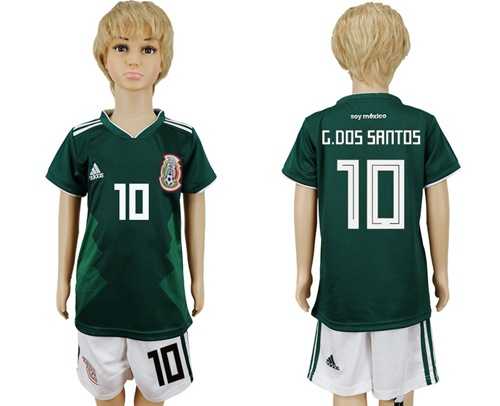 Mexico #10 G.Dos Santos Home Kid Soccer Country Jersey