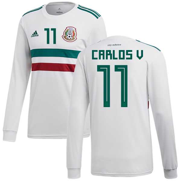 Mexico #11 Carlos V Away Long Sleeves Soccer Country Jersey