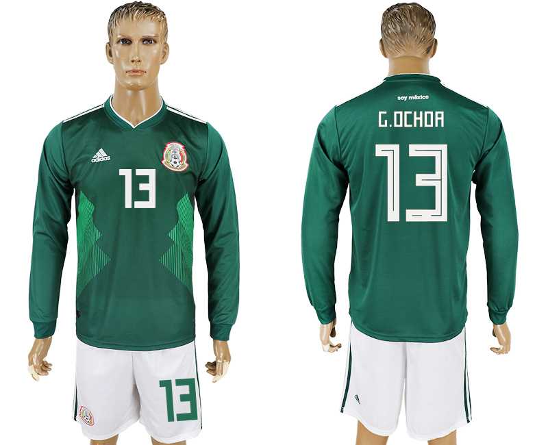 Mexico #13 G.OCHOA Home 2018 FIFA World Cup Long Sleeve Soccer Jersey