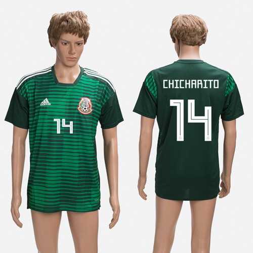 Mexico #14 Chicharito Green Training Soccer Country Jersey