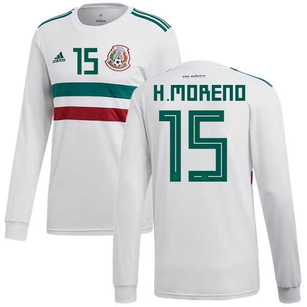 Mexico #15 H.Moreno Away Long Sleeves Soccer Country Jersey