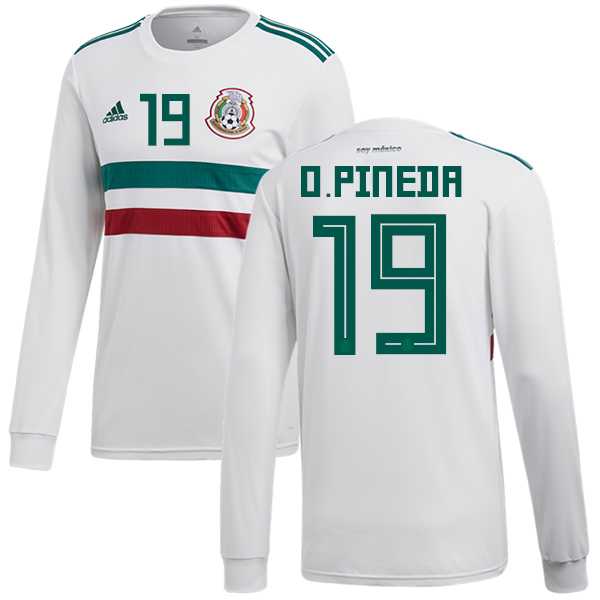 Mexico #19 O.Pineda Away Long Sleeves Soccer Country Jersey