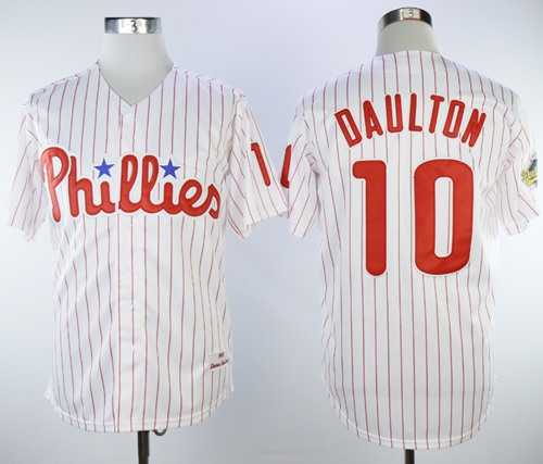 Mitchell And Ness 1993 Philadelphia Phillies #10 Darren Daulton White(Red Strip) Throwback Stitched MLB