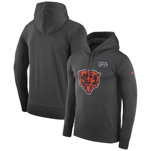 NFL Men's Chicago Bears Nike Anthracite Crucial Catch Performance Pullover Hoodie