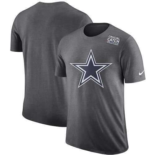 NFL Men's Dallas Cowboys Nike Anthracite Crucial Catch Tri-Blend Performance T-Shirt