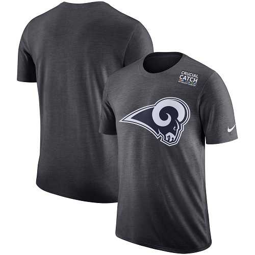 NFL Men's Los Angeles Rams Nike Anthracite Crucial Catch Tri-Blend Performance T-Shirt
