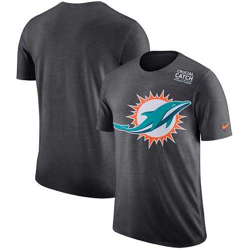 NFL Men's Miami Dolphins Nike Anthracite Crucial Catch Tri-Blend Performance T-Shirt