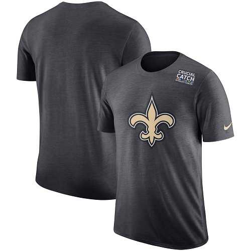 NFL Men's New Orleans Saints Nike Anthracite Crucial Catch Tri-Blend Performance T-Shirt