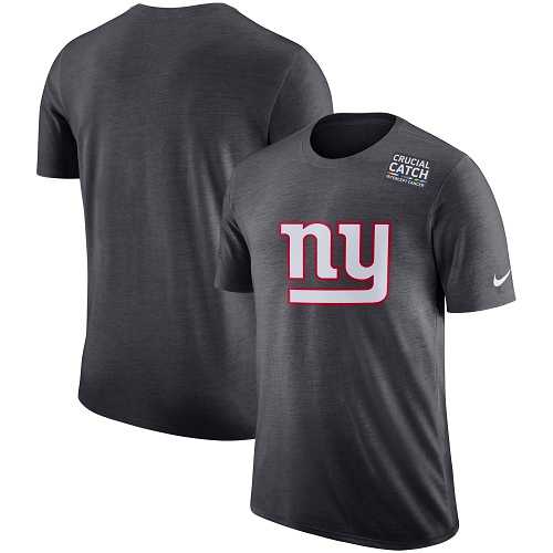 NFL Men's New York Giants Nike Anthracite Crucial Catch Tri-Blend Performance T-Shirt