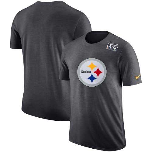 NFL Men's Pittsburgh Steelers Nike Anthracite Crucial Catch Tri-Blend Performance T-Shirt