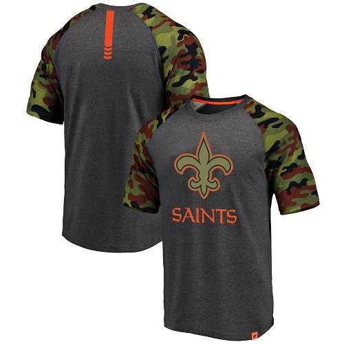 New Orleans Saints Pro Line by Fanatics Branded College Heathered Gray Camo T-Shirt