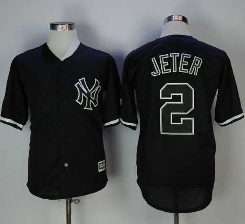 New York Yankees #2 Derek Jeter Black Fashion Stitched MLB