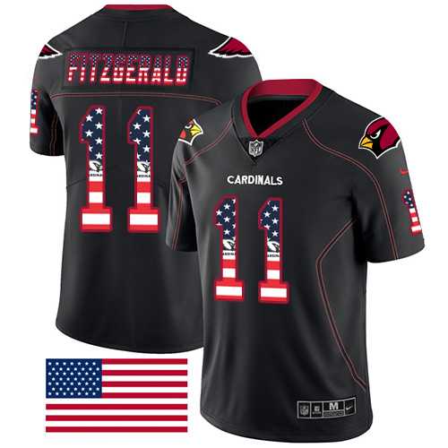 Nike Arizona Cardinals #11 Larry Fitzgerald Black Men's Stitched NFL Limited Rush USA Flag Jersey