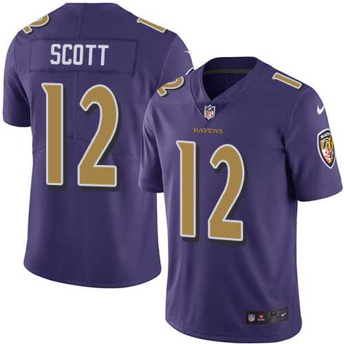 Nike Baltimore Ravens #12 Jaleel Scott Purple Men's Stitched NFL Limited Rush Jersey
