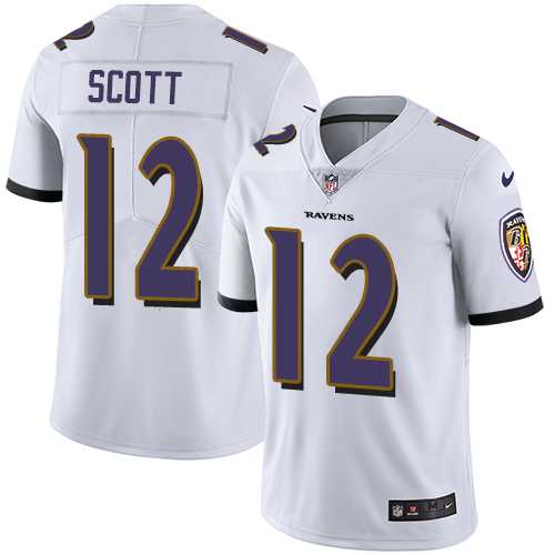 Nike Baltimore Ravens #12 Jaleel Scott White Men's Stitched NFL Vapor Untouchable Limited Jersey