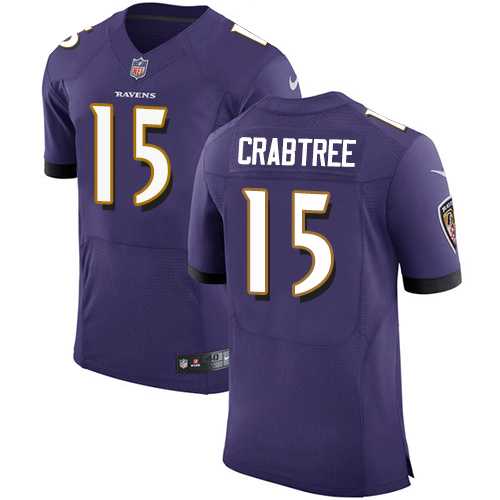 Nike Baltimore Ravens #15 Michael Crabtree Purple Team Color Men's Stitched NFL Vapor Untouchable Elite Jersey