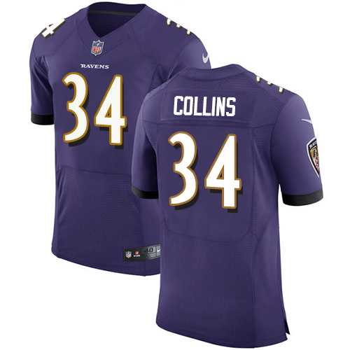 Nike Baltimore Ravens #34 Alex Collins Purple Team Color Men's Stitched NFL Vapor Untouchable Elite Jersey