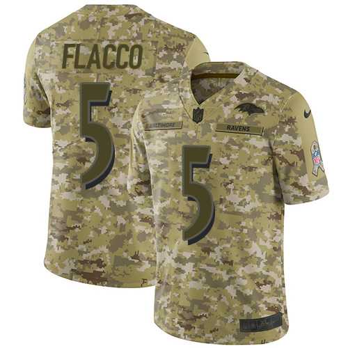 Nike Baltimore Ravens #5 Joe Flacco Camo Men's Stitched NFL Limited 2018 Salute To Service Jersey