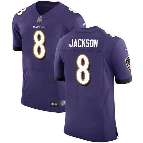 Nike Baltimore Ravens #8 Lamar Jackson Purple Team Color Men's Stitched NFL Vapor Untouchable Elite Jersey