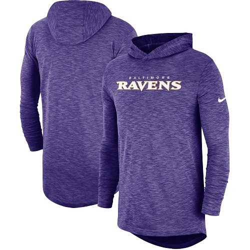 Nike Baltimore Ravens Purple Sideline Slub Performance Hooded Long Sleeve T-shirt