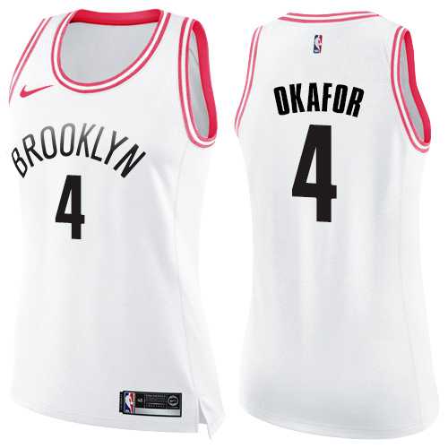 Nike Brooklyn Nets #4 Jahlil Okafor White Pink NBA Swingman Fashion Jersey